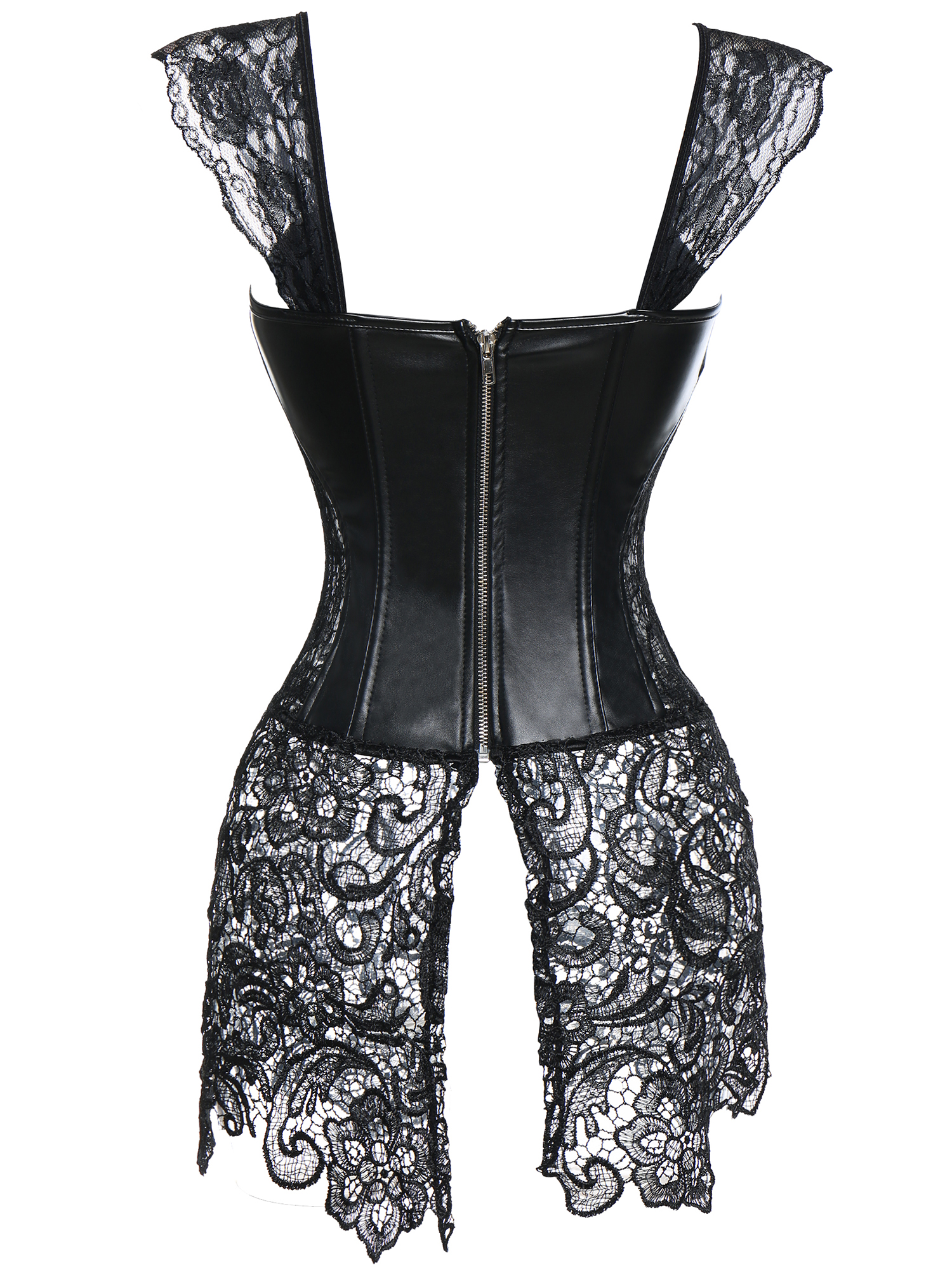 Bustier Push Up Femme En Simili Cuir Noir - Basque Burlesque Avec G-String - Pour Soirée, Déguisement