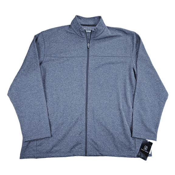 PGA Tour Mens Full-Zip Royal Fleece Golf Jacket, Peacoat Heather, L