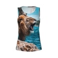 thumbnail image 4 of Lsque Ice Blue Coastal Lion Printed Workout Tank Tops for Women, Athletic Sports Tank Tops, Compression Sleeveless Dry Fit Shirts,Sleeveless Yoga Shirt-Large, 4 of 9