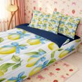 thumbnail image 3 of Erosebridal Fresh Lemon Bow Print Zipper Twin Comforter Sets with Fitted Sheet and 2 Pillowcases,Light Blue Ribbon Green Leaf Accent Zipper Bedding Set,Yellow White,4-Piece,Navy Blue Reversible, 3 of 6