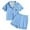 Sky Blue, variant on HNMKIU Girls Button-Down Pajama Set Two-Piece Soft Sleepwear Nightwear Loungewear Comfortable Heart Print Short Sleeve Top and Shorts for Tweens Sky Blue,8-9 Years