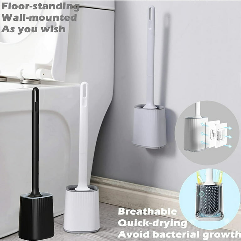 Toilet Brush With Holder Set, Wall Mounted Toilet Cleaning Scrub