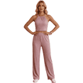 thumbnail image 1 of Conjunto Elegante de 2 Piezas para Mujer, Top Halter y Pantalón de Corte Recto, Look Sofisticado y Moderno, 1 of 5