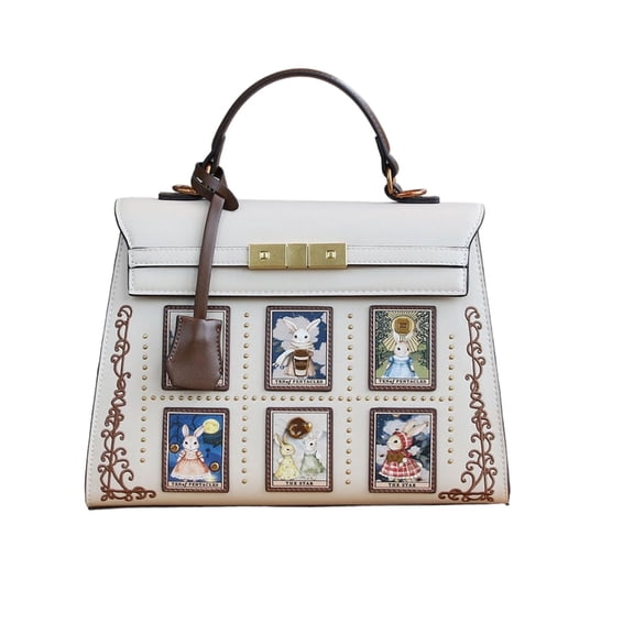 Stylish Hare Pattern Shoulder Bag Spacious Compartments Adjustable Strap Women Handbag