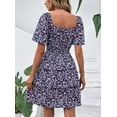 thumbnail image 6 of PRETTYGARDEN Women's Floral Summer Short Dress Square Neck Short Sleeve Tiered Ruffle Boho Swing Dresses, 6 of 6