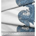 thumbnail image 3 of Soimoi Moss Georgette Fabric Peacock Block Printed Fabric 1 Yard 42 Inch Wide, 3 of 3