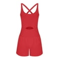 thumbnail image 3 of Women's Workout Athletic Romper, One-Piece Running Outfits, Cut Out Tank Style S-1 Short Jumpsuits New Red M, 3 of 4
