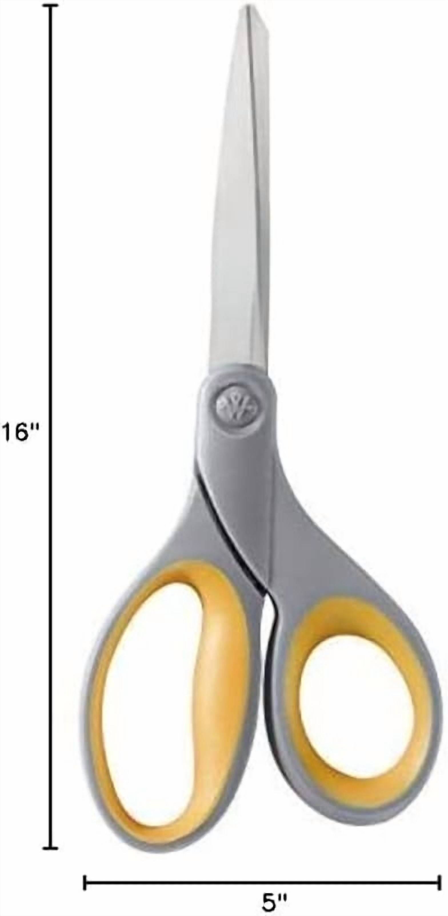 8-Inch Titanium Bonded Scissors, Soft Handle, Straight Heavy Duty Scissors, Gray/Yellow, 4-Pack