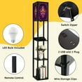 thumbnail image 5 of Floor Lamp with Shelves,Modern Dimmable Standing Lamp Custom Skateboard Grip Tape Fleur de lis Gold Corner Display Bookshelf Lamp with 2 USB & 1 Power Outlet for Living Room & Bedroom, 5 of 5