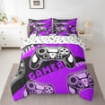 thumbnail image 3 of Feelyou 3D Gamepad Lover Bedding Comforter Set 7pcs for Teens, Video Gaming Gamer Queen Bedding Sets, Purple Cartoon Game Theme Reversible Queen Sheet Sets, Lightweight Room Decor, 3 of 9