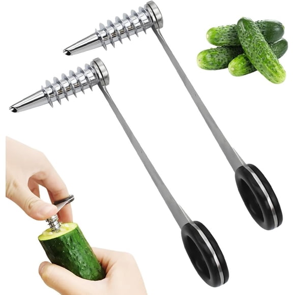 Piranha Coupe-spirale, Coupe-spirale en Acier Inoxydable Amélioré 2025 pour Légumes, Coupe-spirales de Cuisine Gadgets Spiraliseur de Légumes pour Concombre, Pomme de Terre, Carotte Etc. (2 Pcs)