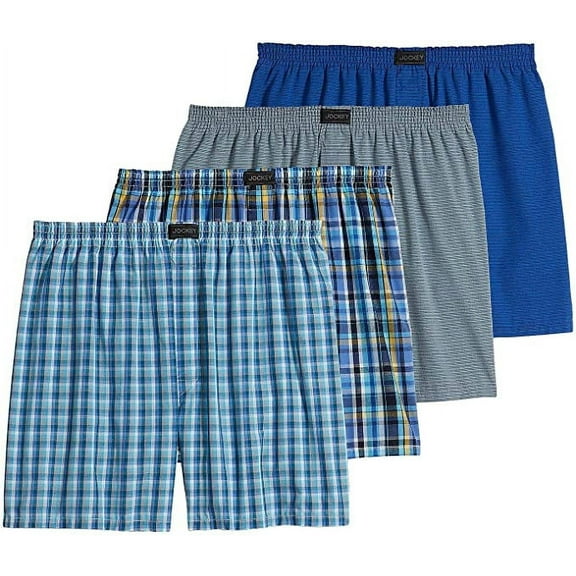 Jockey Men's Active Blend Woven Boxer 4-Pack,410, SM