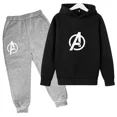 thumbnail image 2 of Sudadera y pantalón de primavera y otoño para niños, traje de 2 piezas, ropa para niño y niña, diseño estampado, sudadera con capucha, chándal informal, traje deportivo, 2 of 4