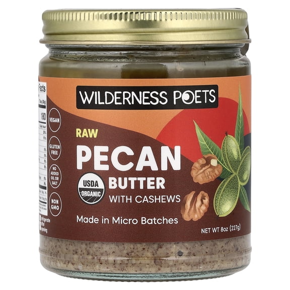 Wilderness Poets Pecan Butter with Cashews, Raw, Organic-8 oz