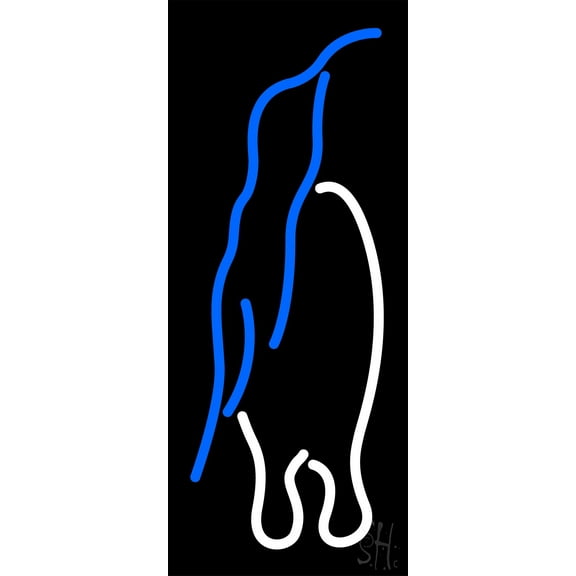 Penguin LED Neon Sign 24" Tall x 10" Wide - inches Black Square Cut Acrylic Backing, with Dimmer - Premium built indoor Sign for Club, Home décor, Event, Workshop, Storefront.