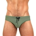 thumbnail image 1 of PEASKJP Men Swimming Briefs Low Rise Swim Briefs Solid Bathing Suit Sexy Swimsuit with Elastic Drawstring,GN2 L, 1 of 3