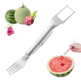 thumbnail image 4 of Vegetable Chopper Tool 2 in 1 Stainless Watermelon Slicer & Fork Head Cutter with Round Handle Portable Kitchen Gadget for Camping & Parties, 4 of 9