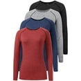 thumbnail image 1 of 3-4 Pack T-Shirt à Manches Longues Dry Fit pour Femmes Évacuant l'Humidité Tee à Manches Longues Compression Extérieure Course Tops d'Entraînement, 1 of 6