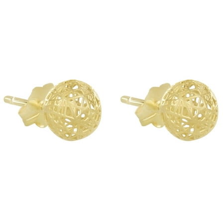 American Designs 10kt Solid Yellow Gold Round Ball Stud 3 Dimensional 6 mm (3D) Earrings