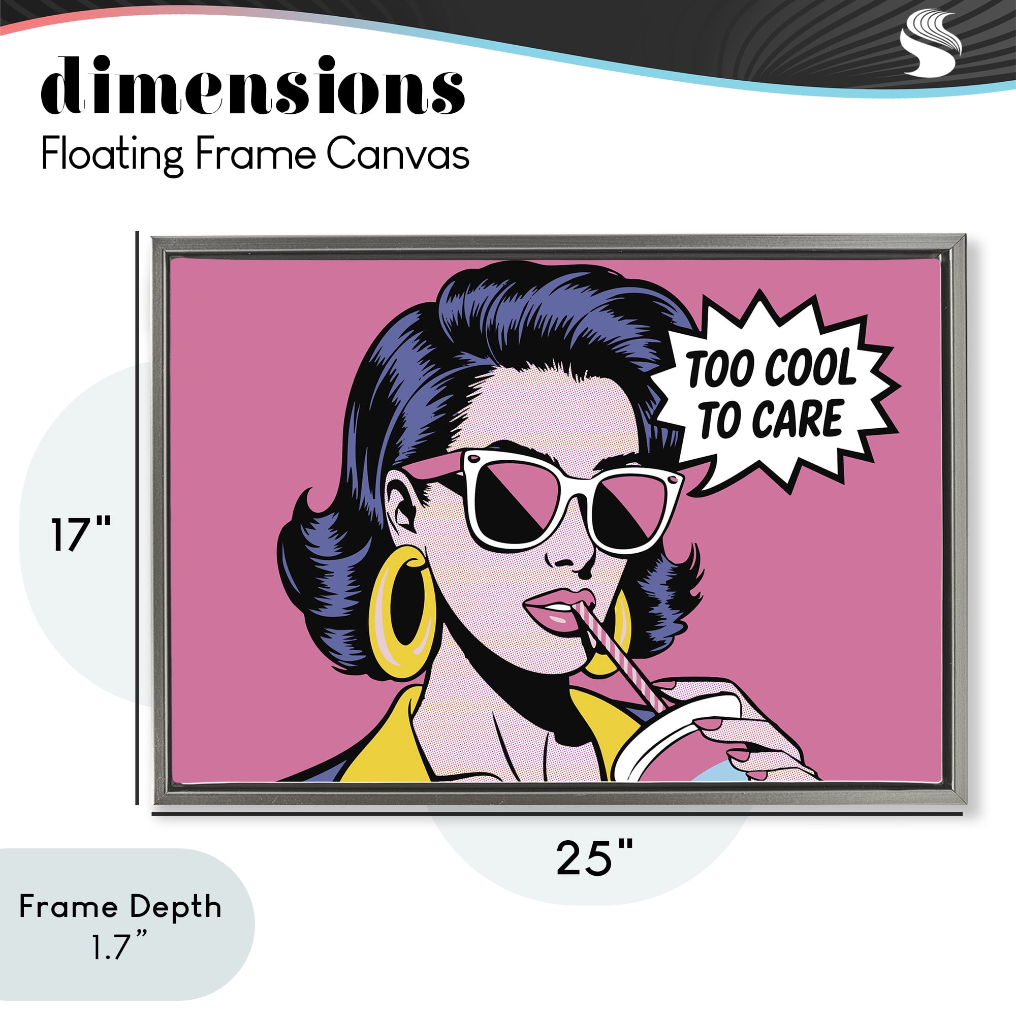 Stupell Industries Too Cool To Care Iconic Gray Framed Floater Canvas Wall Art, design by Andreas Magnusson
