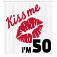 thumbnail image 3 of Ambesonne 50th Birthday Shower Curtain, Age 50 Kiss Me, 69"Wx75"L, Red Black White, 3 of 3