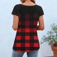 thumbnail image 6 of Xdegoge T Shirt for Women Henley Neckline Short Sleeve Casual Romantic Style Regular Fit Two Tone Color Block Floral Graphic Splicing Print Lightweight Soft Summer Spring Tops, 6 of 8