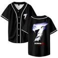 thumbnail image 1 of Scream 7 Merch Baseball Jersey Camisa V-Cuello Mujeres Hombres Manga Corta Ropa de Calle,Black,M, 1 of 2