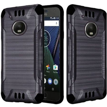 Insten Dual Layer [Shock Absorbing] Hybrid Brushed Hard Plastic/Soft TPU Rubber Case Cover For Motorola Moto G5 Plus,