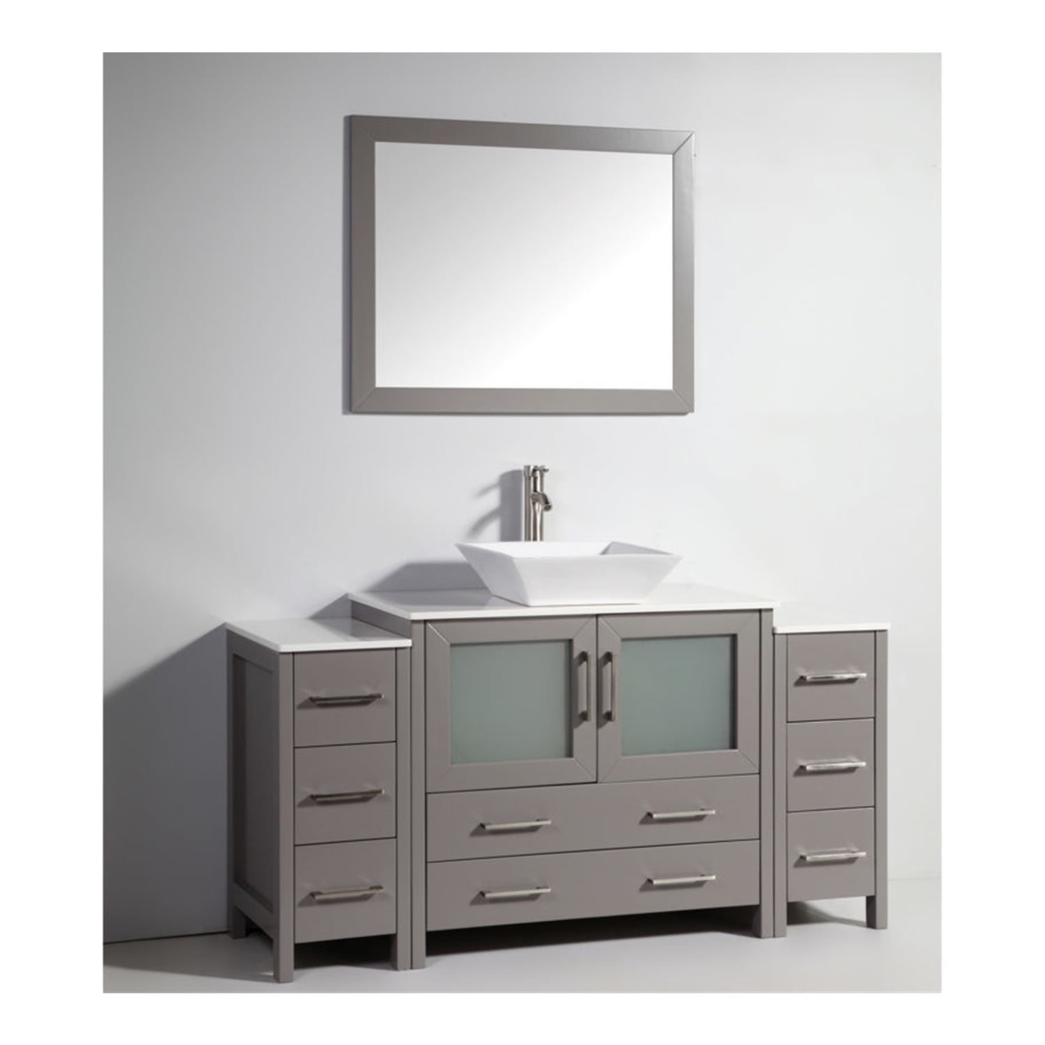 Vanity Art 60 inch single sink bathroom vanity set with ceramic vanity