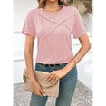 thumbnail image 6 of Womens Tops Short Sleeve Summer Tops For Women Casual Pleated Round Neck Business Womens T Shirts, 6 of 7