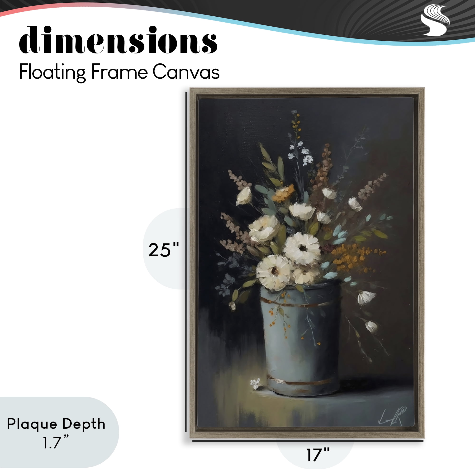 Stupell Industries Rustic Floral Bouquet Bucket Brown Framed Floater Canvas Wall Art, design by Creative Studio