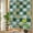 Green, variant on Teal Gold Mosaic Window Privacy Film, Rustic Abstract Checkerboard Grids Stained Glass Rainbow Film Decorative Window Clings, Static Cling Sun Blocking Stickers 17.7" x 39.3"