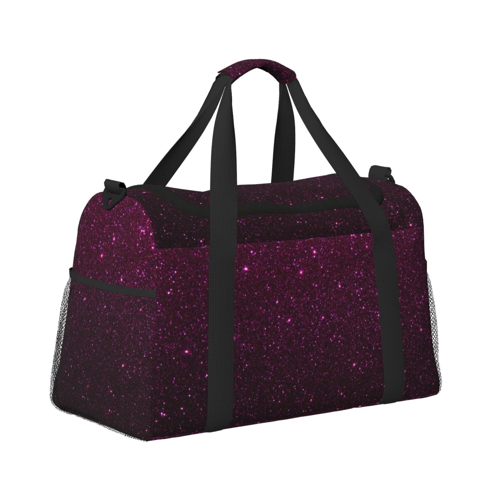Fuzoiu Dark Purple Glitter Print Travel Duffle Bag,Carry On Tote Bags,Duffel Bag,Sport Gym Bag, Hospital Bag for Labor and Delivery, Overnight Bag,Luggage Bag