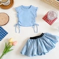thumbnail image 2 of HWJAD Toddler Girl 2 Piece Outfit Little Girls Ruffle Sleeveless Drawstring Top and Floral Skirt Set Summer Kids Clothes, 2 of 6