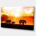 thumbnail image 2 of Elephants Walking At Sunset - African Canvas Art Print, 2 of 3