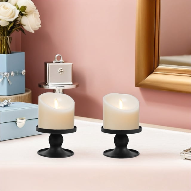 unbranded 2Ud Retro Iron Candlestick Holder Reversible Doble Cara Para En Color Negro