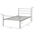 thumbnail image 3 of Gymax Base de Lit en Métal Format Simple Plateforme pour Matelas avec Tête de Lit Argent, 3 of 9