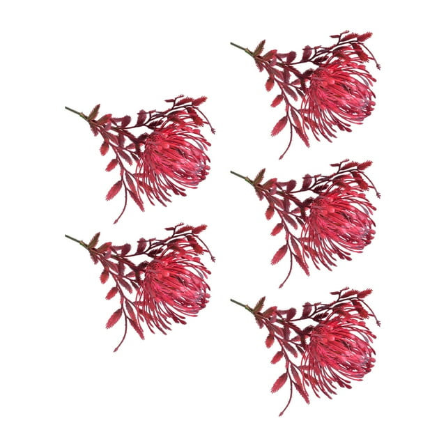 Transemion 5pieces Beautiful And Lifelike Artificial Flowers For Home Decoration Low bright red 1Set