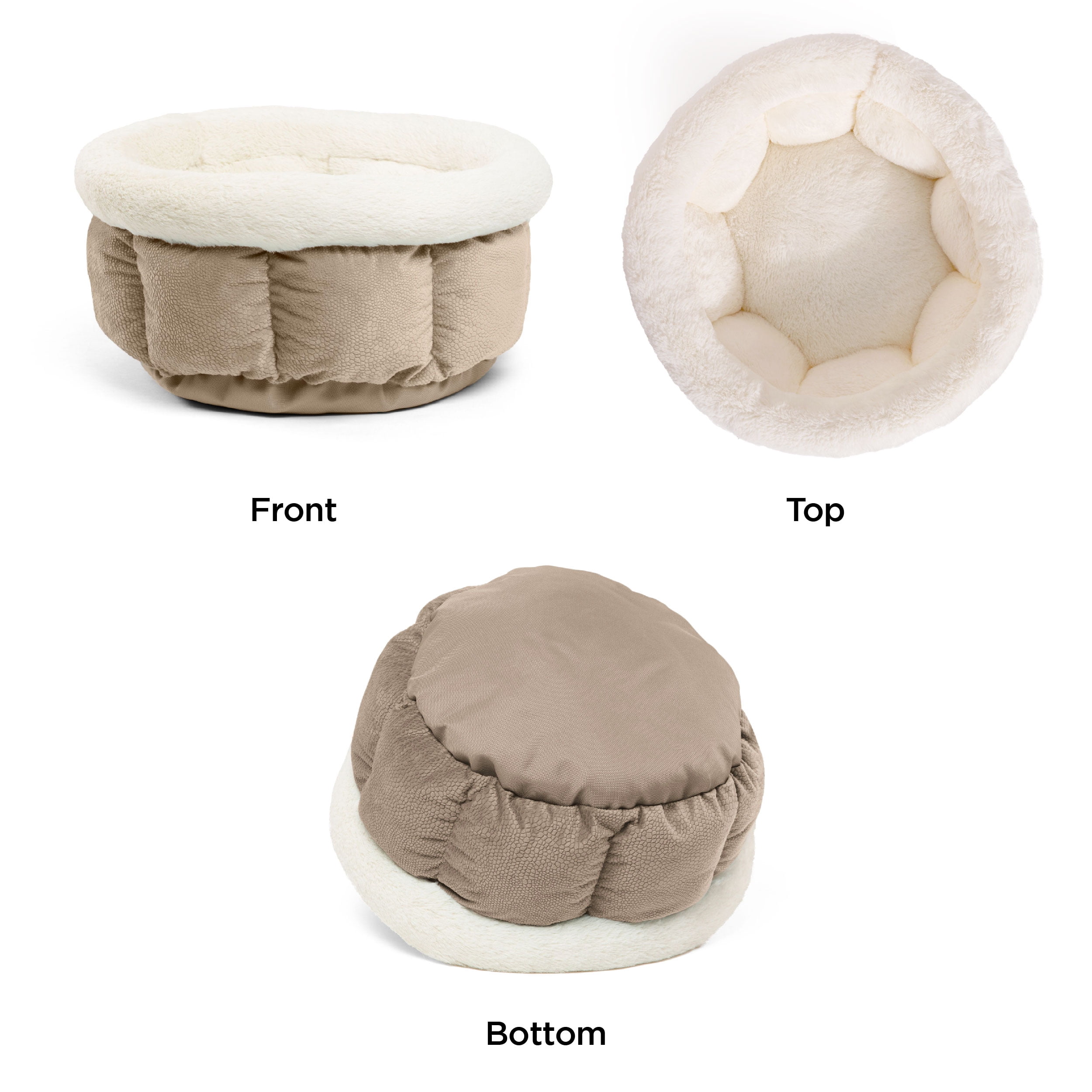 Best Friends by Sheri Cuddle Cup Ilan Cozy Microfiber Cat and Dog Bed in Standard Wheat