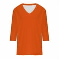 thumbnail image 4 of bnaln Womens Tops Summer 3/4 Sleeve Shirts V Neck Loose Casual Blouses Lightweight Plain Tshirts Cute Tunic Tops Plus Size Pullover Y2K Going Out Basic Tees Trendy Fashion Outfits, 4 of 5