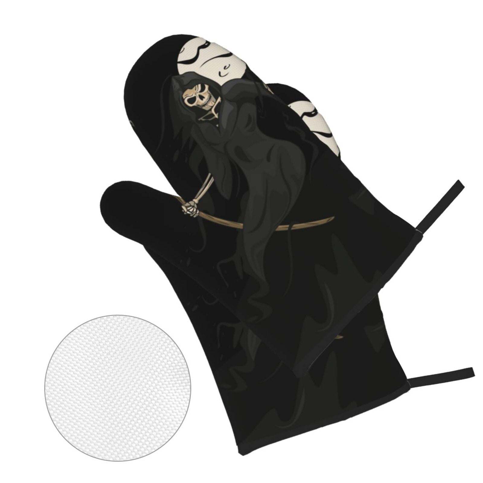 Grim Reaper Skull Moon 4Pcs Oven Mitts and Pot Holders Sets Oven Kitchen Gloves Hot Pads for Cooking BBQ Baking Grilling