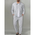 thumbnail image 2 of FOCUSNORM Men’s 2 Piece Tracksuit Set Long Sleeve Zip Up Waffle Jacket + Pants Set Loungewear Sweatsuit, 2 of 9
