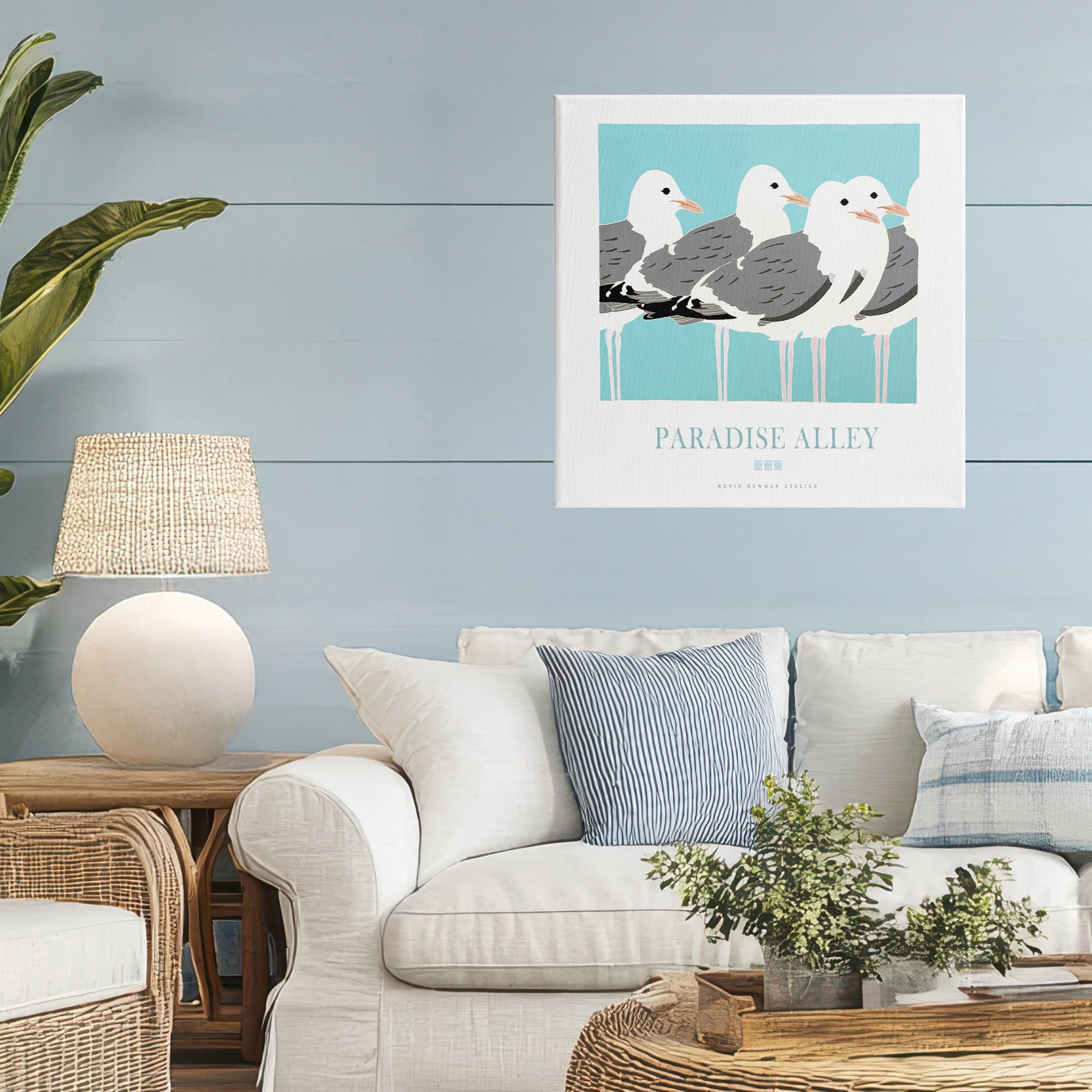 Stupell Industries Paradise Alley Seagull Gathering Canvas Wall Art, design by Jadei Graphics