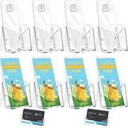 8 Pack Acrylic Brochure Holder,Brochure Display Stand Flyer Holder, 4 Inches Pamphlet Holder Clear Plastic Rack Card Holder