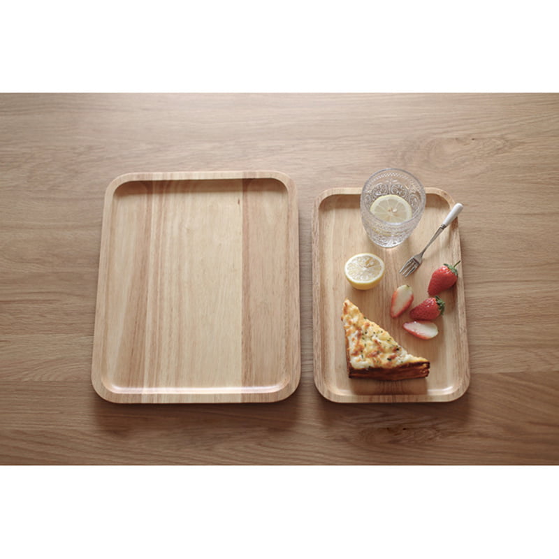 Wooden Serving Tray with Handles Tea Breakfast Beech Kitchen Platter 18.5×13 