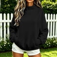 thumbnail image 2 of Women Mock Neck Raglan Sweatshirt Sevevn Long Sleeve Side Pocket Solid Oversized Casual Pullover Tops, 2 of 9