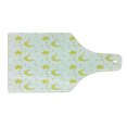 thumbnail image 1 of Yellow and White Cutting Board, Sleeping Crescent Moon and Stars Pattern Night Time Cartoon Illustration, Tempered Glass Cutting and Serving Board, Wine Bottle Shape, Yellow White, by Ambesonne, 1 of 1