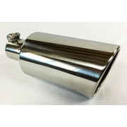 Exhaust Tip 5.00" Dia X 12.00" Long 2.50" Inlet Bolt On Rolled Slant Polished Stainless Steel W50012-250-BOSS-RS Wesdon Exhaust Tip