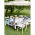 thumbnail image 3 of Outdoor Tablecloth with Umbrella Hole and Zipper, Light Blue Snowman Christmas Rectangle Table Cloth 60x84 Inch Waterproof Tablecloth, Xmas Tree Ball Snowflake Elk Picnic Table Cover for Patio, 3 of 7