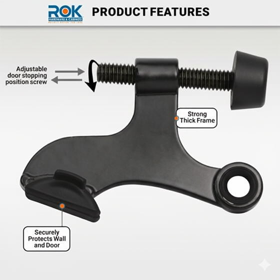 10-Pack Rok Hardware Heavy Duty Hinge Pin Door Stop Black